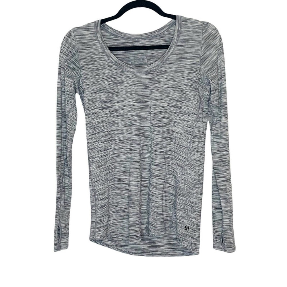 Lululemon Yoga Everyday l/s 4 Color Space Dye White Black size 4 with Thumbholes